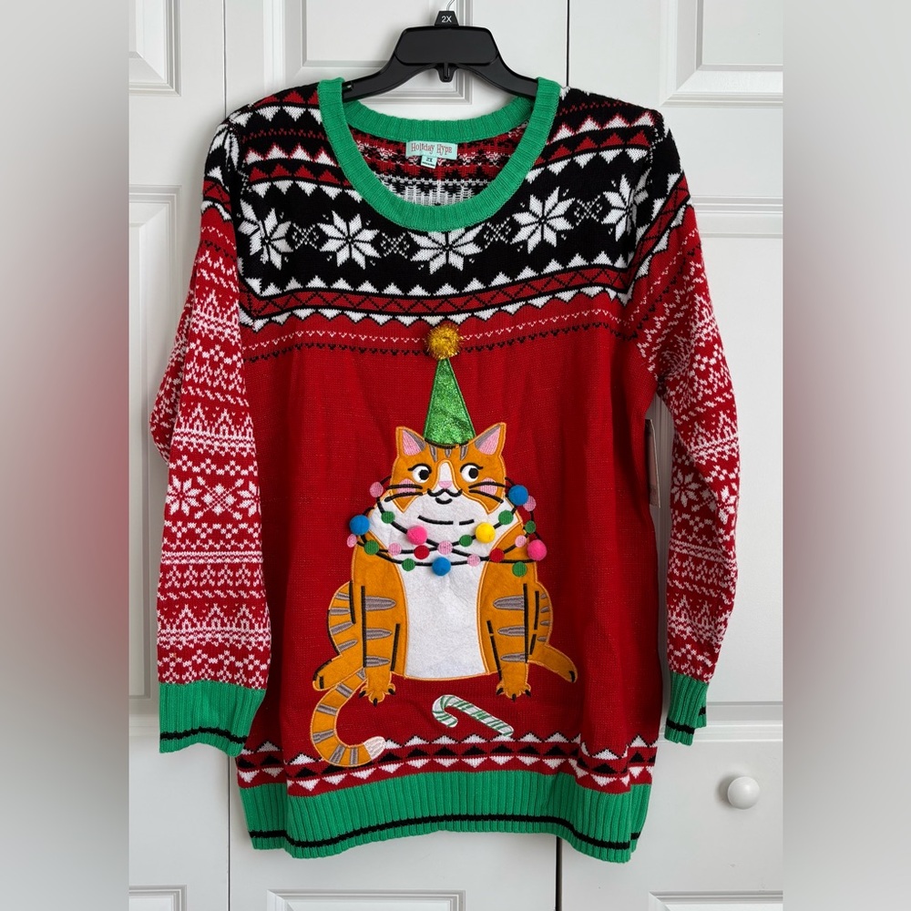 Festive Cat Christmas Sweater
